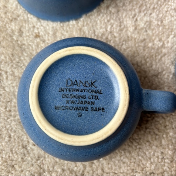 Dansk Vintage Mesa Sky Blue Set of 4 Small Ceramic Coffee or Tea Mugs KW Japan - Picture 8 of 11